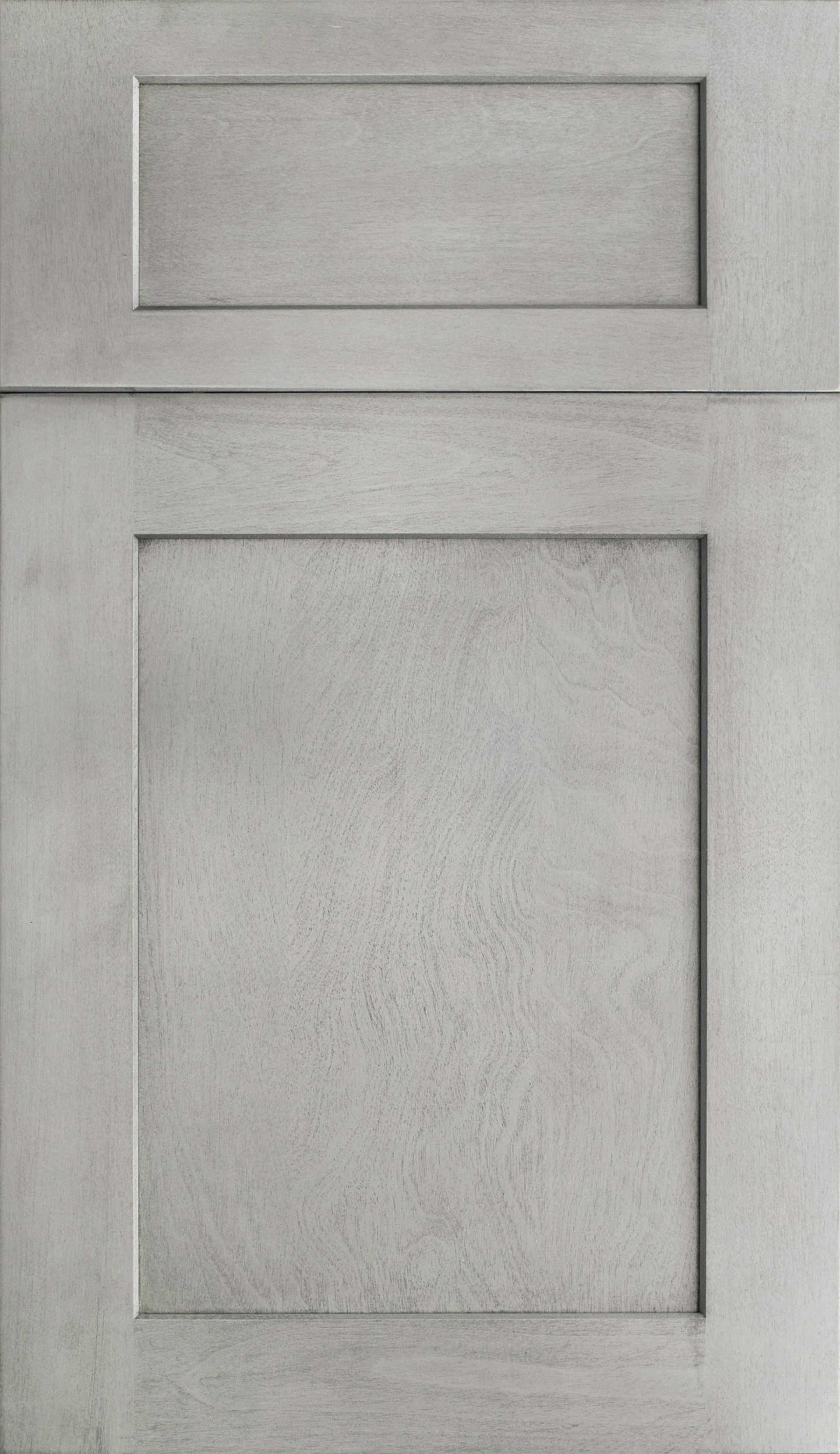 Gray paneled wall with a small horizontal rectangle above a larger vertical rectangle.