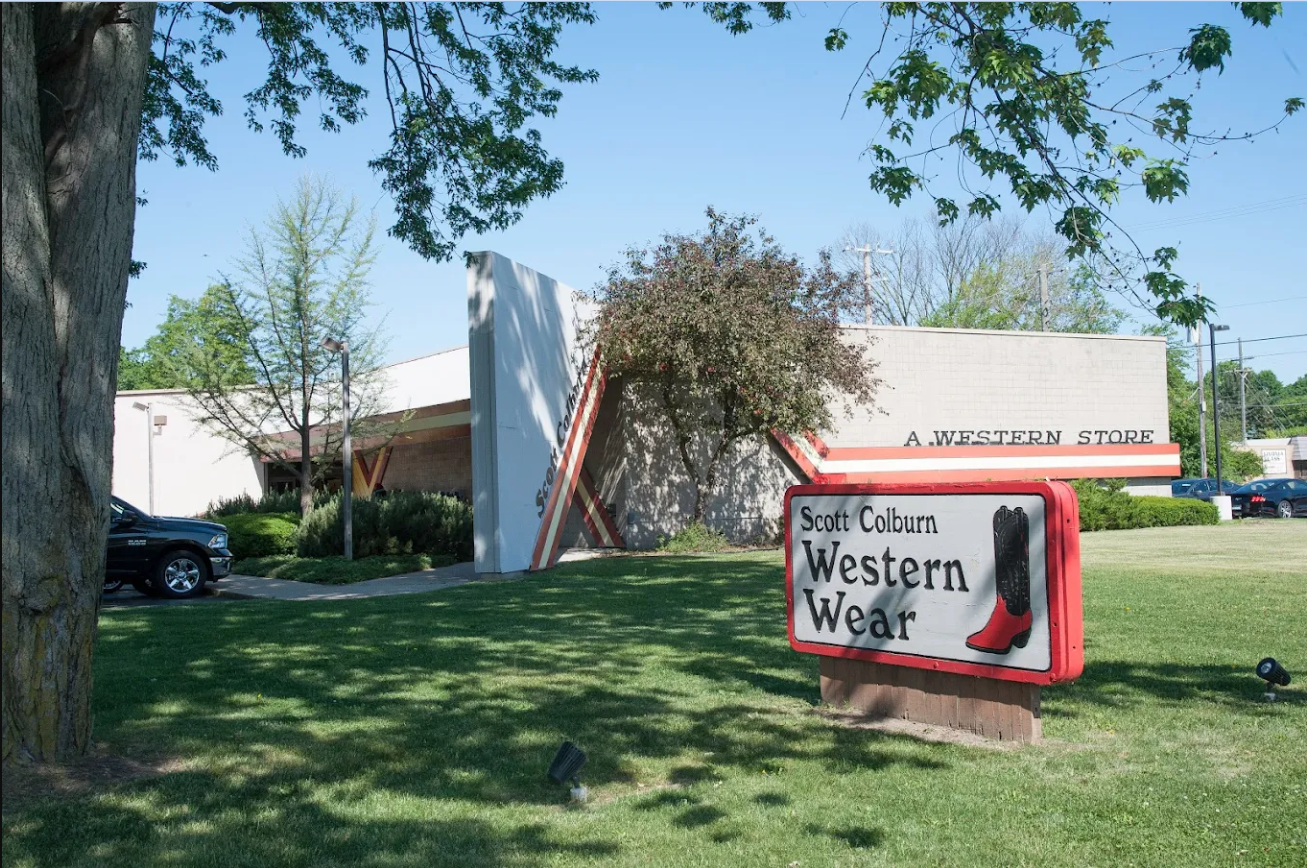 A red-bordered sign for 