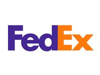 FedEx logo in purple and orange text on a white background