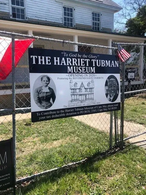 Sign for The Harriet Tubman Museum, opening in 2023, with a photo of Harriet Tubman.