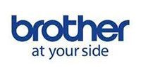 Brother logo with blue lowercase text and tagline “at your side” on white background