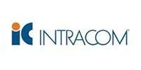 Intracom logo with blue and orange icon and gray text on a white background