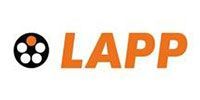 LAPP logo in orange with black circular icon and white dots