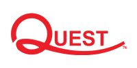 Red Quest logo with a stylized red Q and underline on a white background
