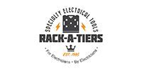 Rack-A-Tiers logo with a black truck icon and gold circular text on a white background