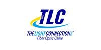 TLC logo with blue and yellow swoosh, reading “The Light Connection” and “Fiber Optic Cable”
