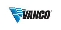 Vanco logo with blue stylized “V” and black wordmark on white background