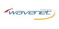WaveneT company logo in blue and orange with curved swooshes on a white background