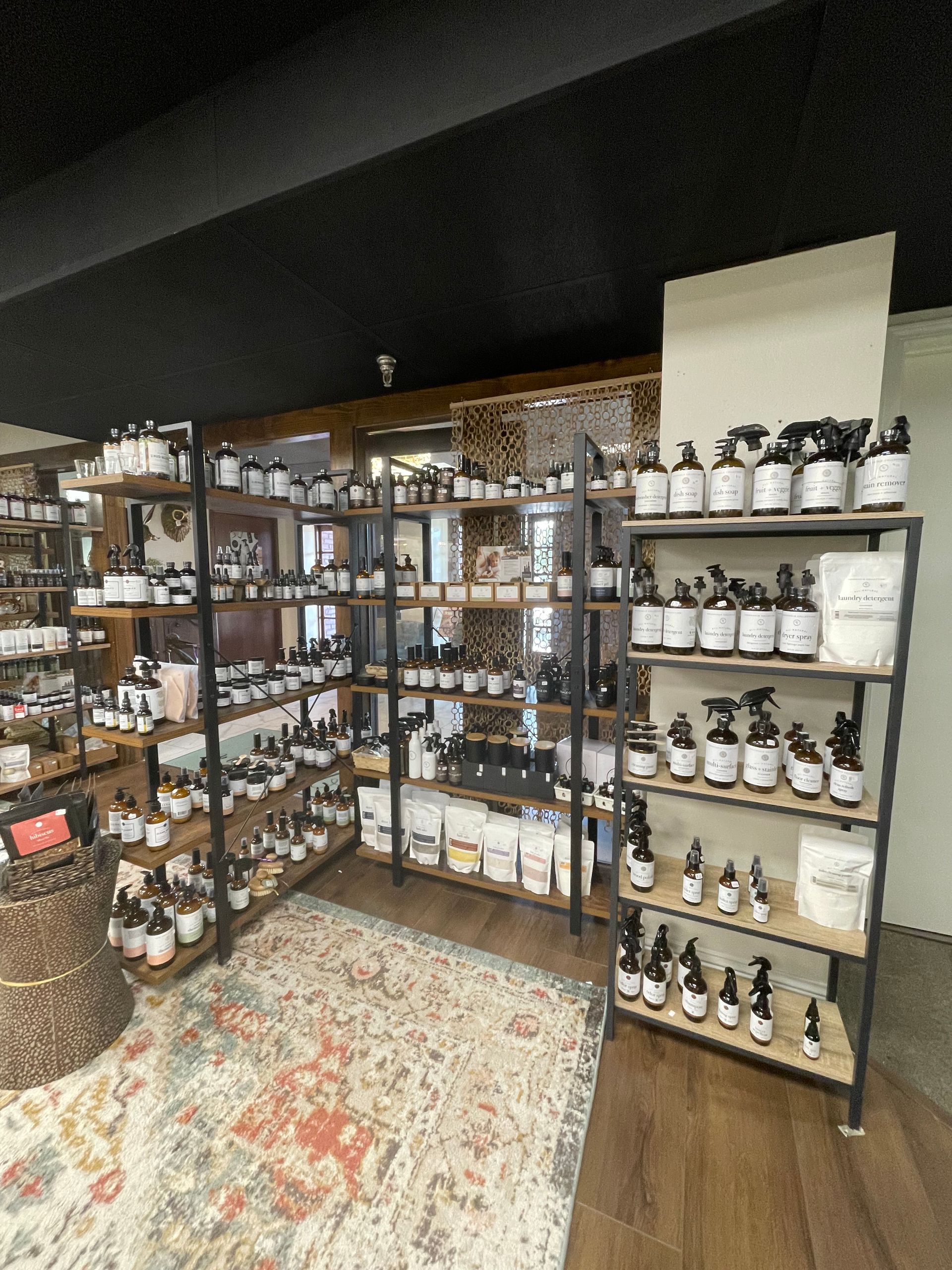 Shelves filled with bottles