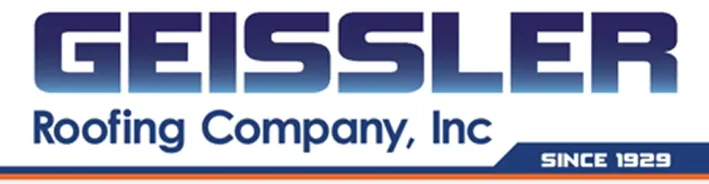 Logo for Geissler Roofing Company, Inc., featuring blue text with a "SINCE 1929" tag on a blue banner.
