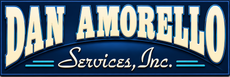Dan Amorello Services, Inc. logo in cream and white on a dark blue background