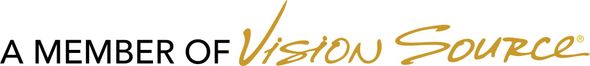 A member of Vision Source logo with gold script on a white background