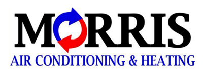 Morris Air Conditioning & Heating logo with blue and red arrows circling the "O."