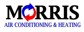 Morris Air Conditioning & Heating logo with blue and red arrows circling the "O."