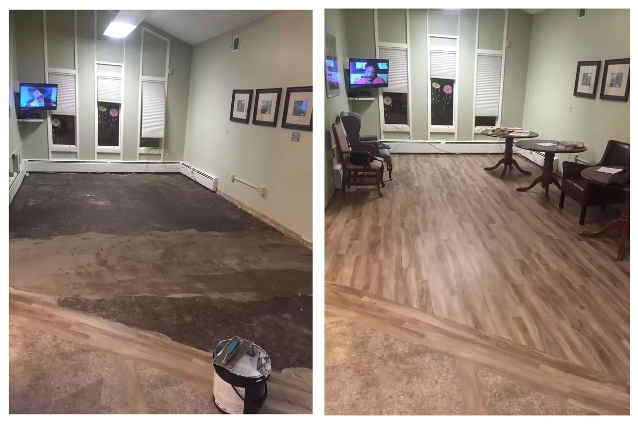 Before and after floor covering