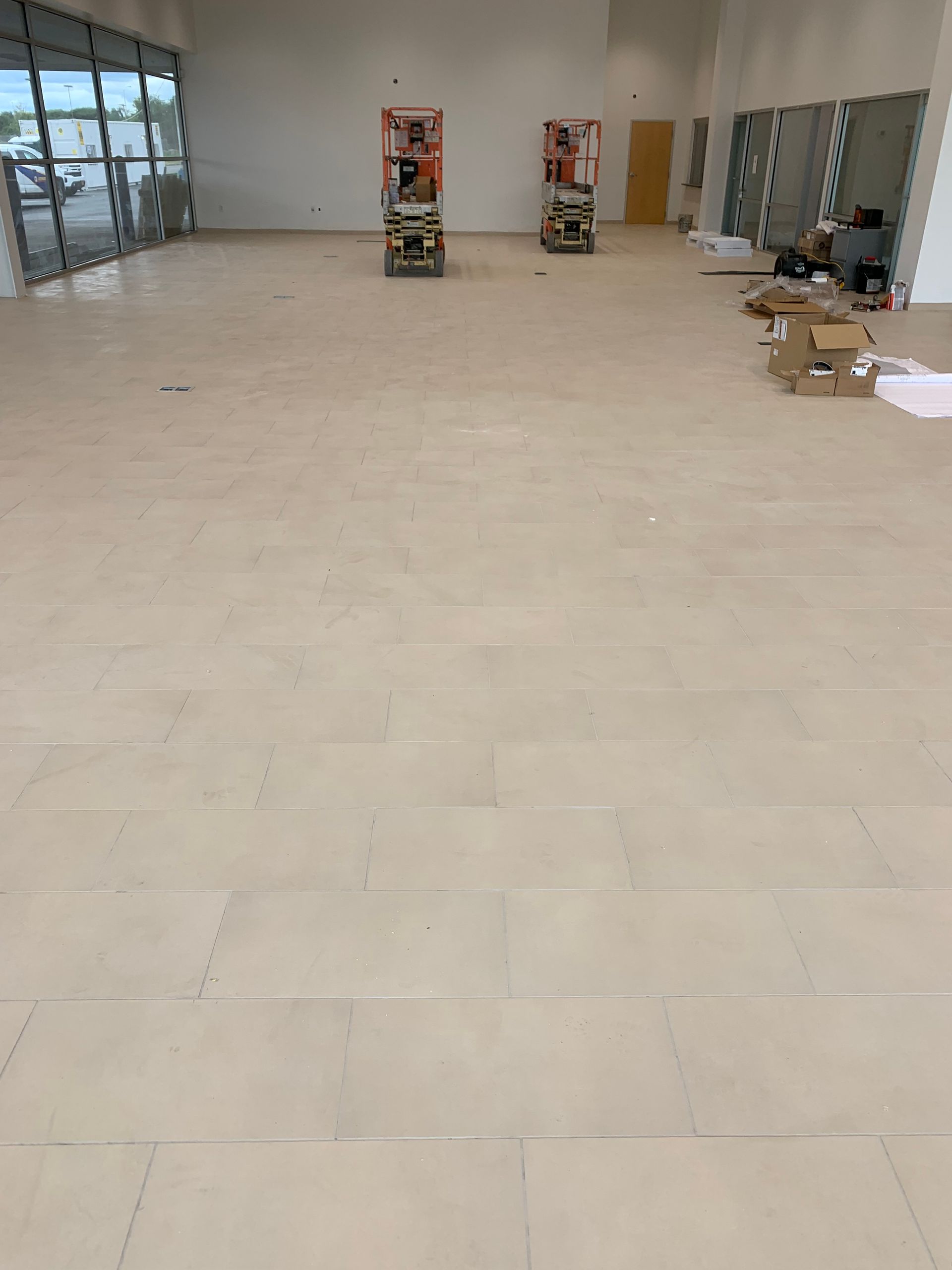 After the tile flooring setup