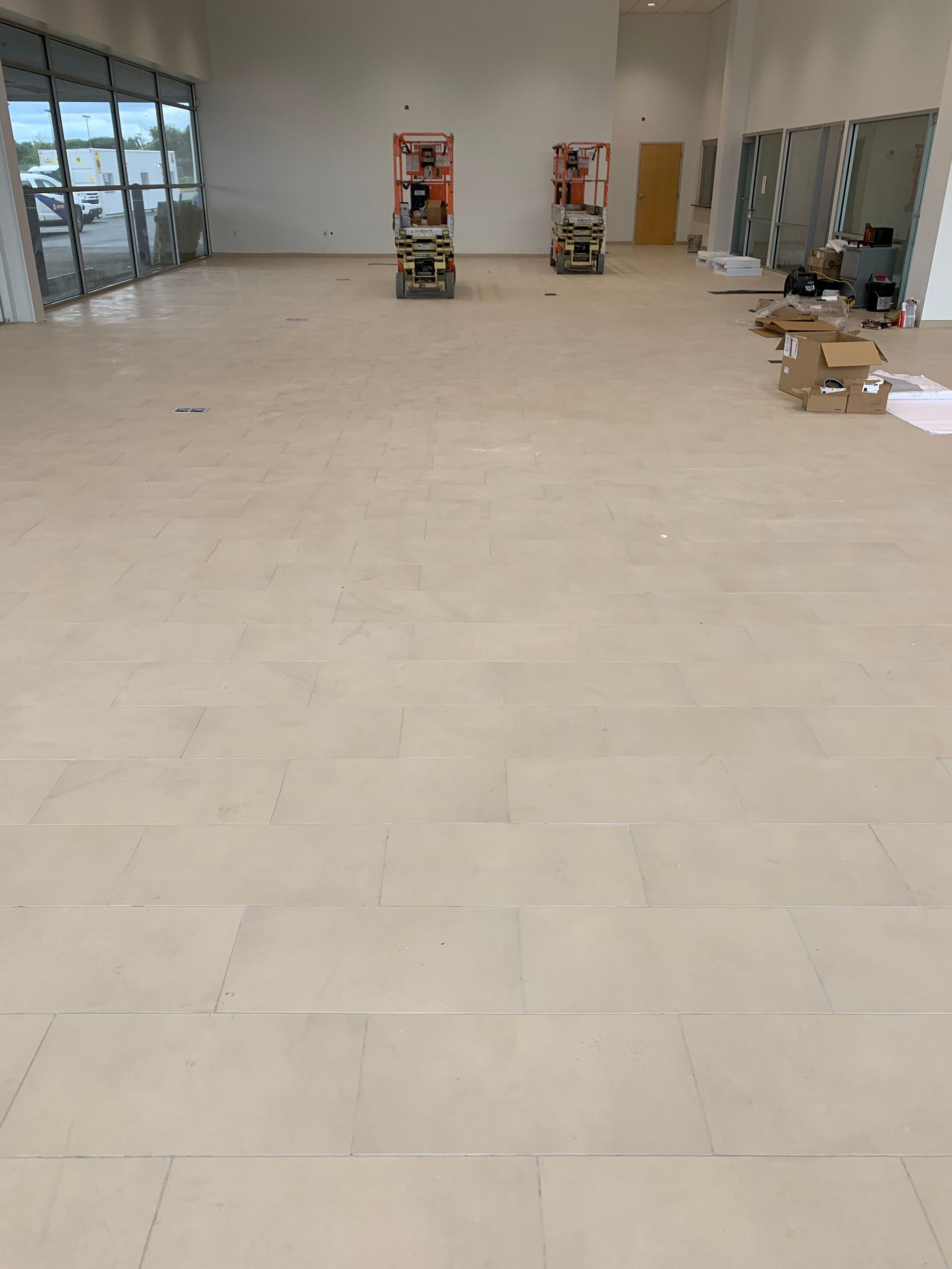 After the tile floor fitting