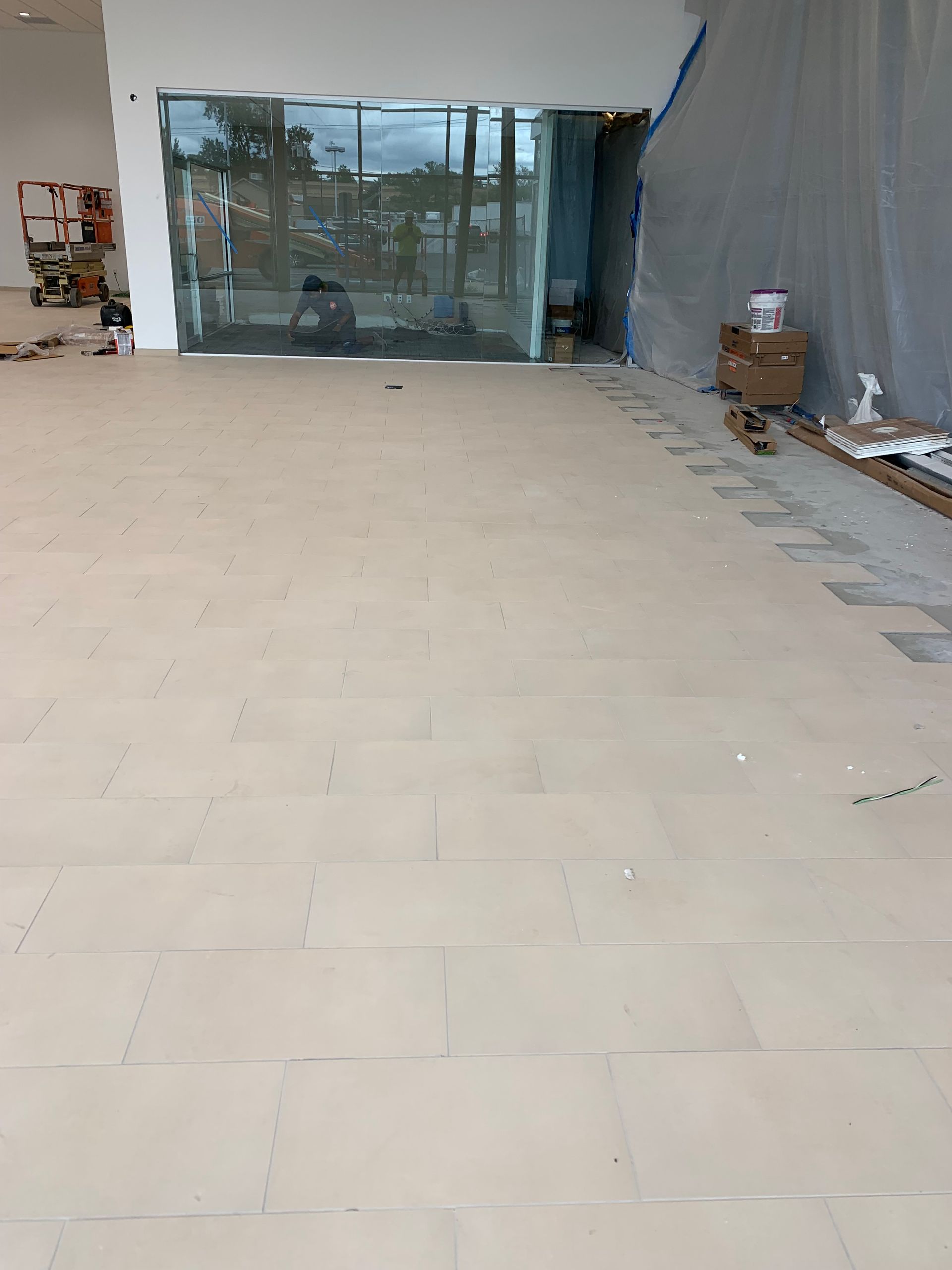 Post-tile flooring installation