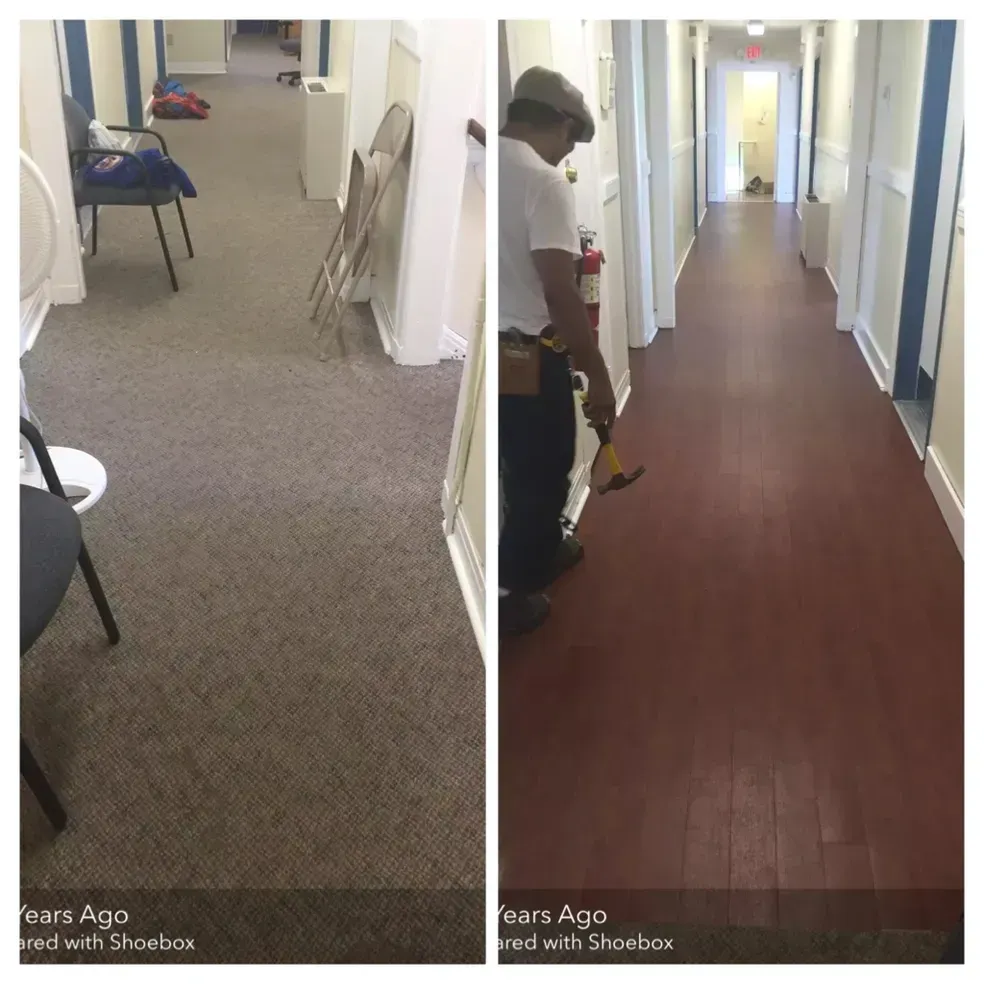 Before and after floor covering