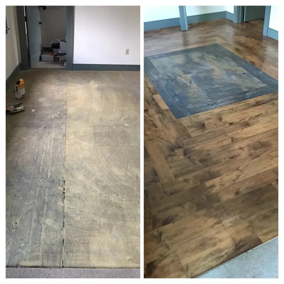Before and after floor covering