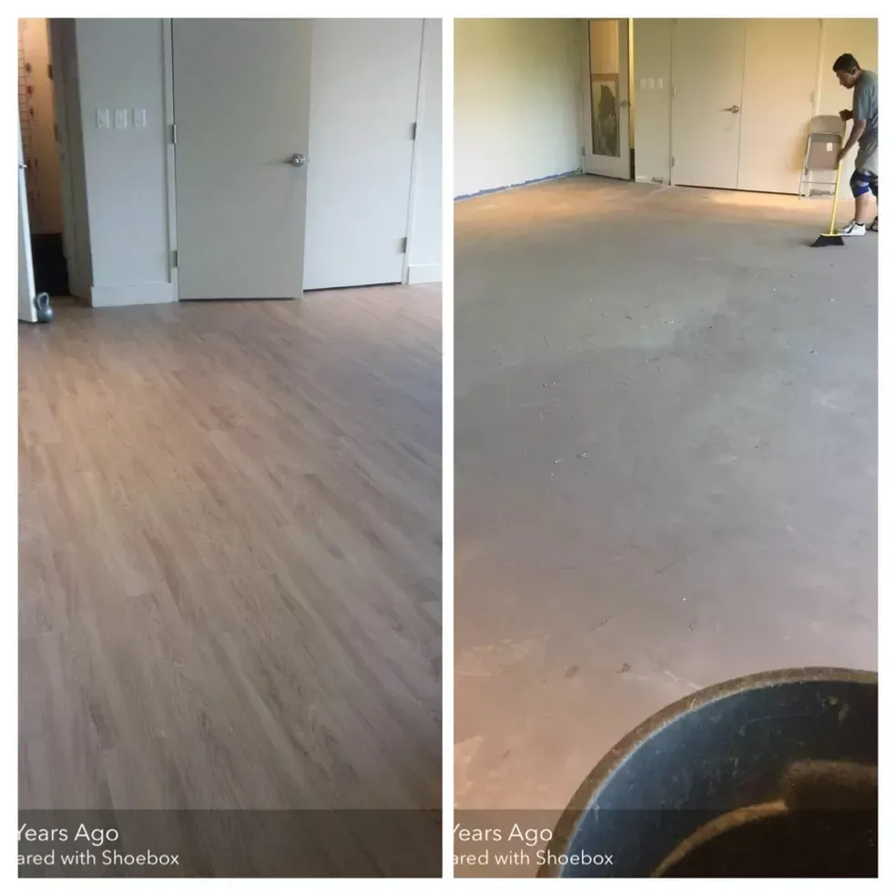 Before and after floor covering