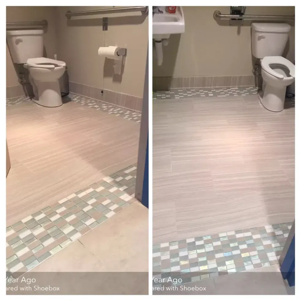 Before and after floor covering