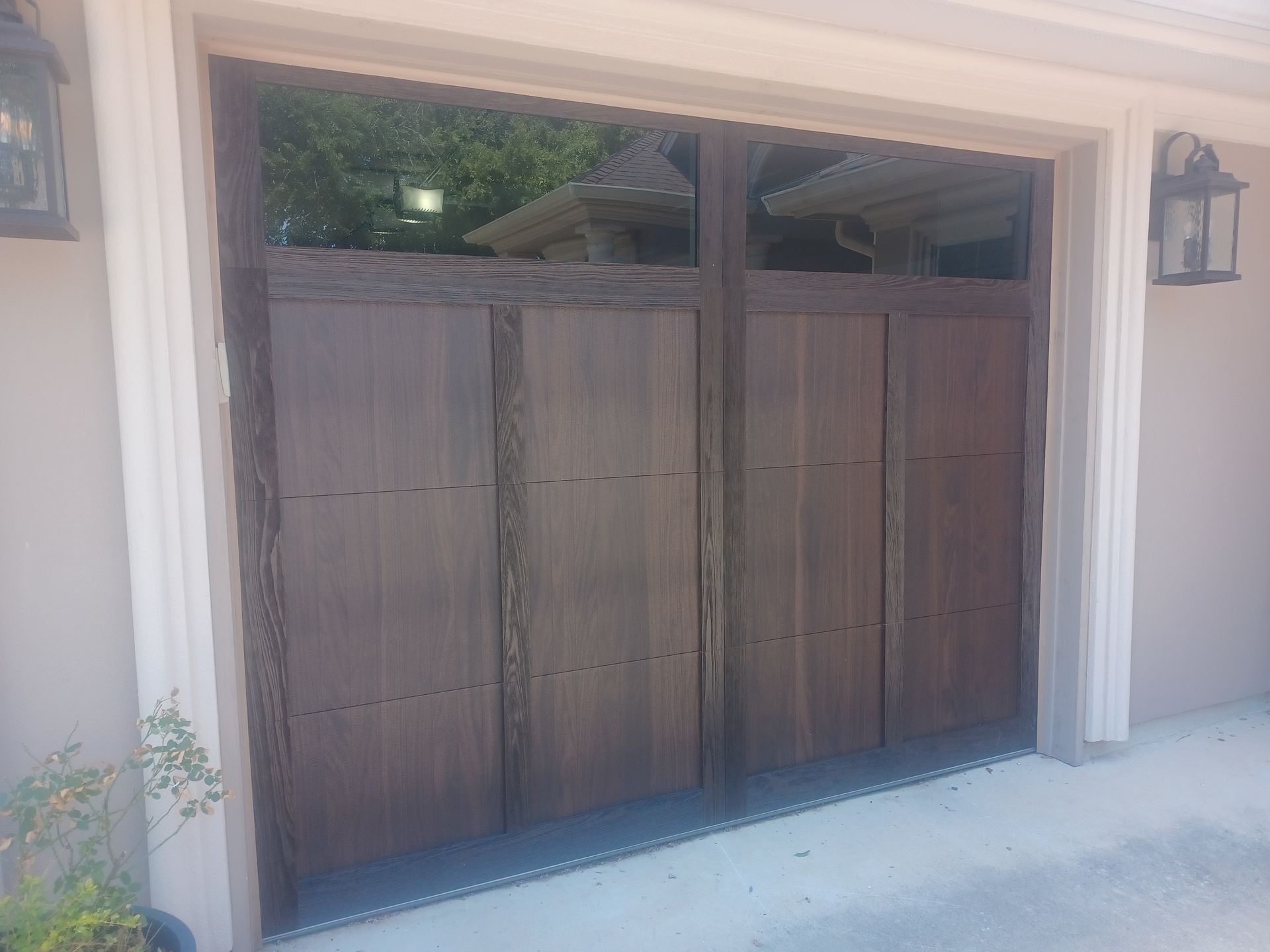 southwest-overhead-door-gallery--close-up of dark door with windows