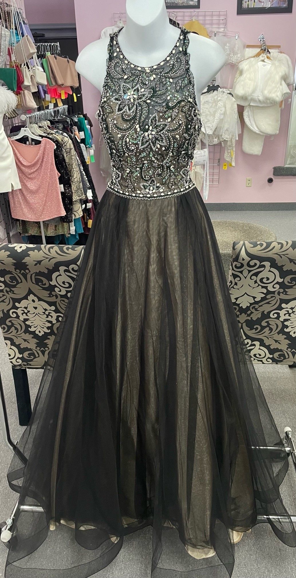 Gold and black prom dress