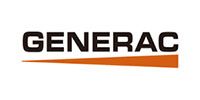 Generac logo in black with an orange underline on a white background