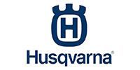 Husqvarna logo in blue with stylized H emblem and wordmark