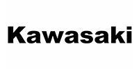 Black Kawasaki wordmark on a white background