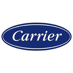 Carrier logo in white on a blue oval background