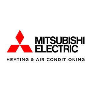 Mitsubishi Electric Heating & Air Conditioning logo in red and black on a white background