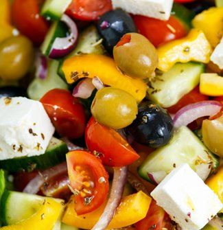 Mixed Vegetable Salad with Basil Vinaigrette and Feta Cheese