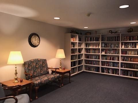 room with book shelves