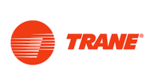 Trane logo: Orange circle with horizontal white lines and