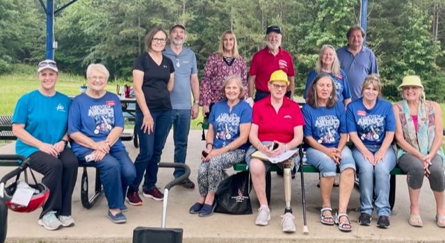 Happy people on outside