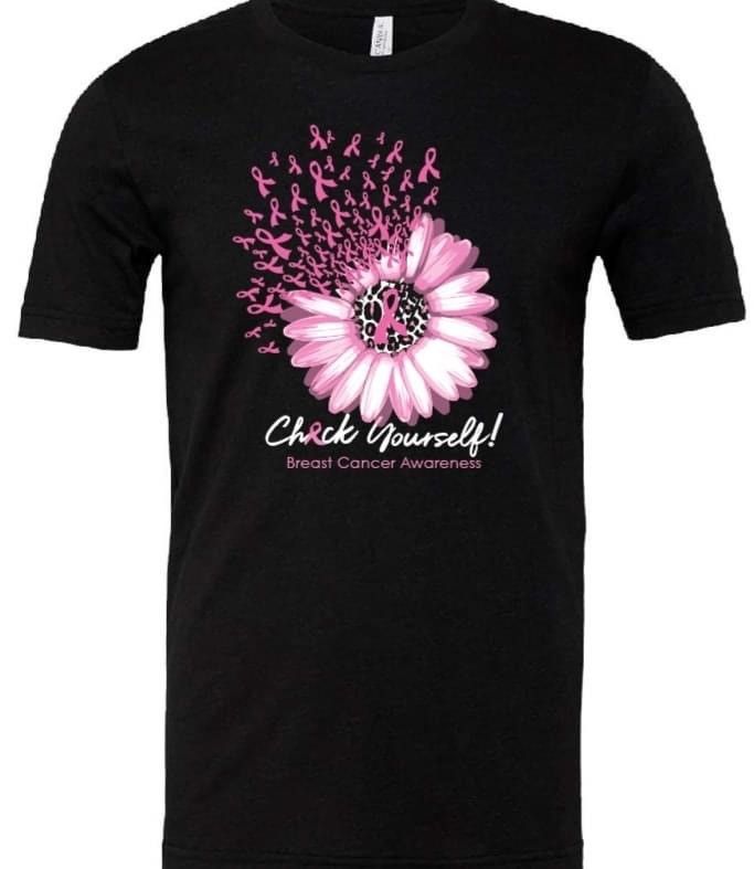 Breast cancer awareness black t-shirt