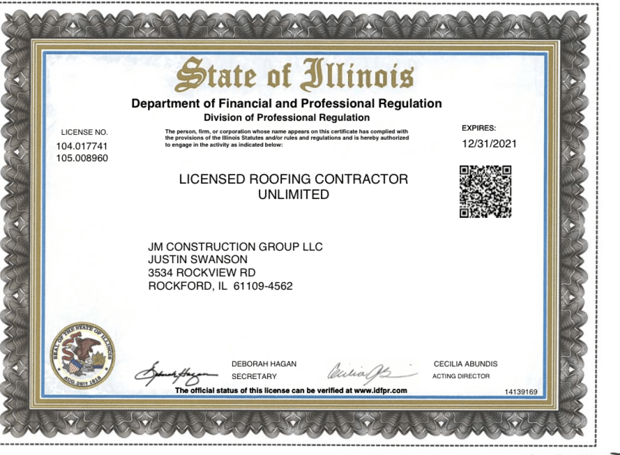 Licensed roofing contractor sert