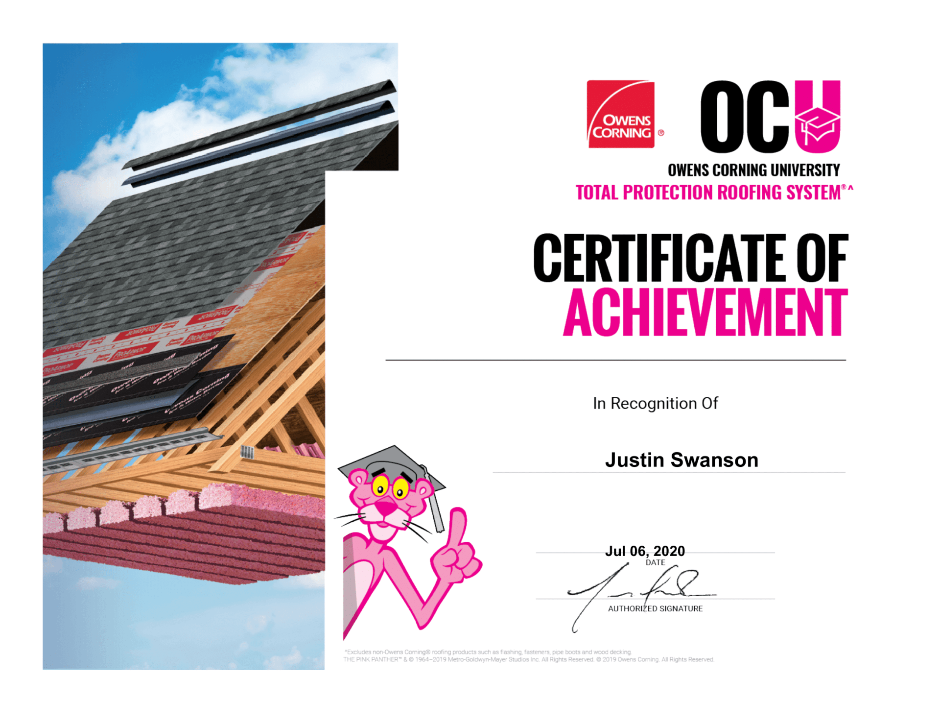 Certificate of achievement