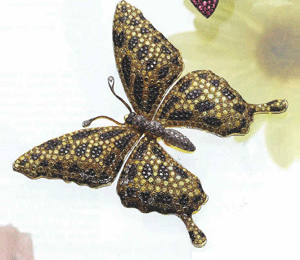 Golden butterfly jewelry ornament