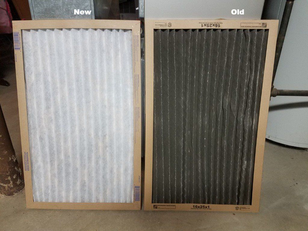 New and old air filter