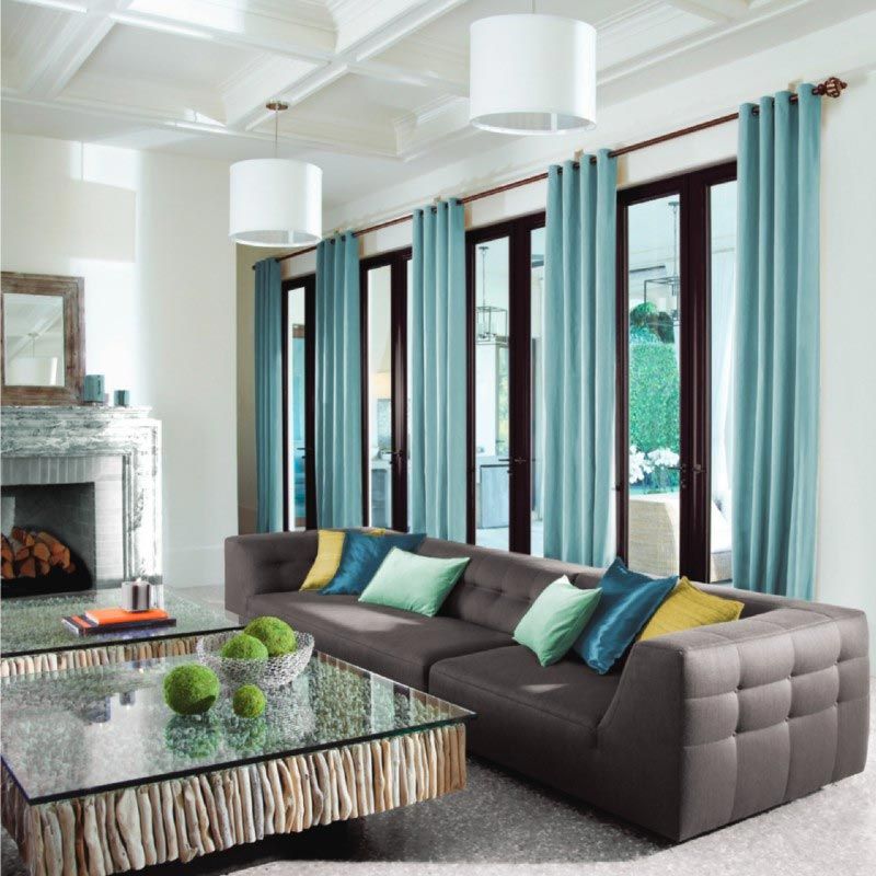 A living room with a couch and a coffee table