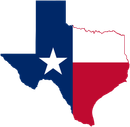 A map of texas with a white star on it