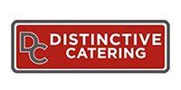Distinctive Catering logo in red, black, and white with DC initials