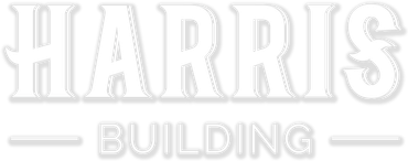 Harris Building logo in light gray on a white background