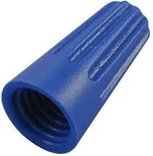 Blue wire nut electrical connector with ribbed sides and threaded interior