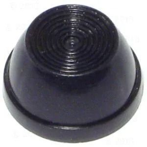 Black dome-shaped rubber foot with concentric ridges