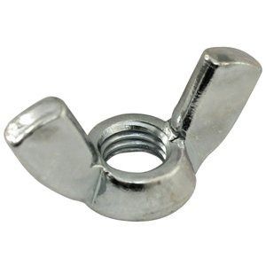 Silver wing nut on white background
