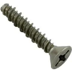 Close-up of a silver Phillips-head screw on a white background